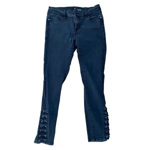 NY&C Black Laced Up Hem Jeggings